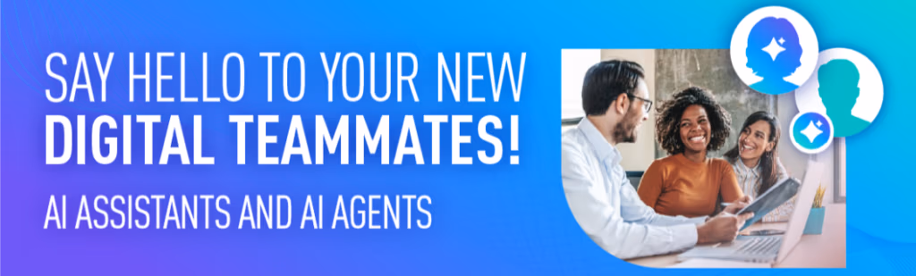A banner welcoming "digital teammates" to your business communications.